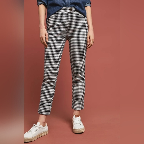 ANTHROPOLOGIE The Essential Crop Flare Pants Color Black/White Size 2 - Picture 3 of 16